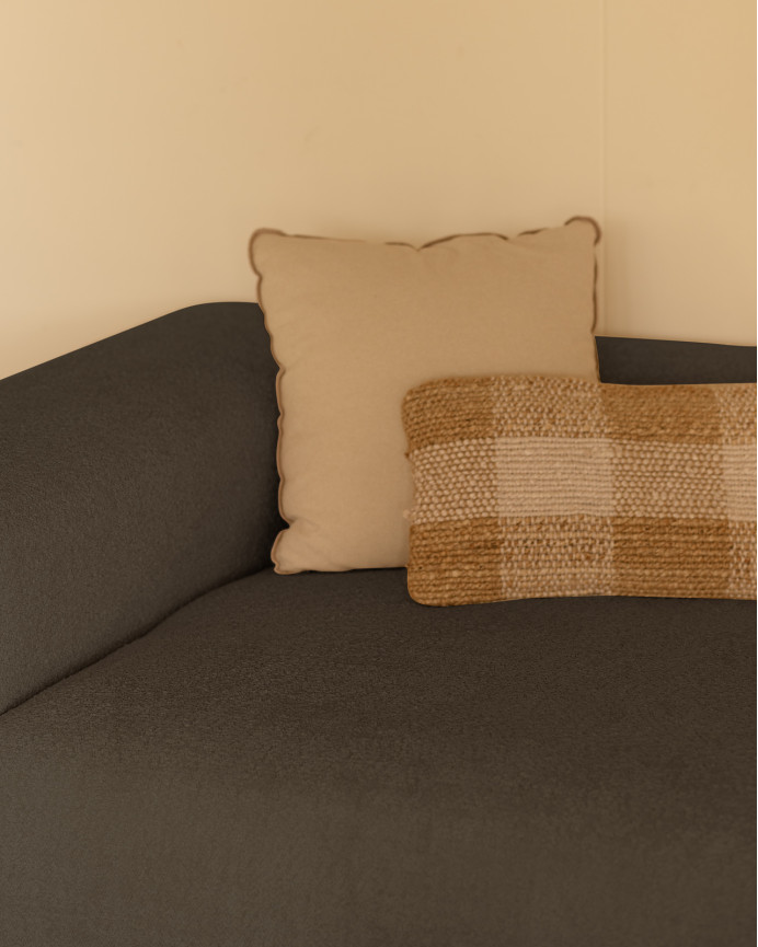 Dreisitzer-Sofa aus dunkelgrauem Bouclé in 3 Modulen 330x110cm