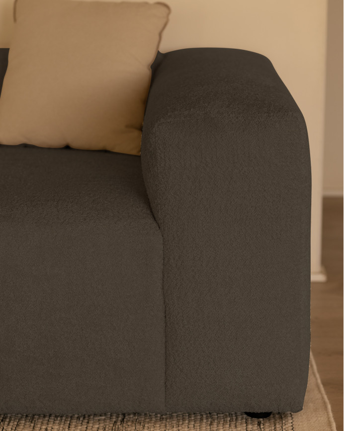 Dreisitzer-Sofa aus dunkelgrauem Bouclé in 3 Modulen 330x110cm
