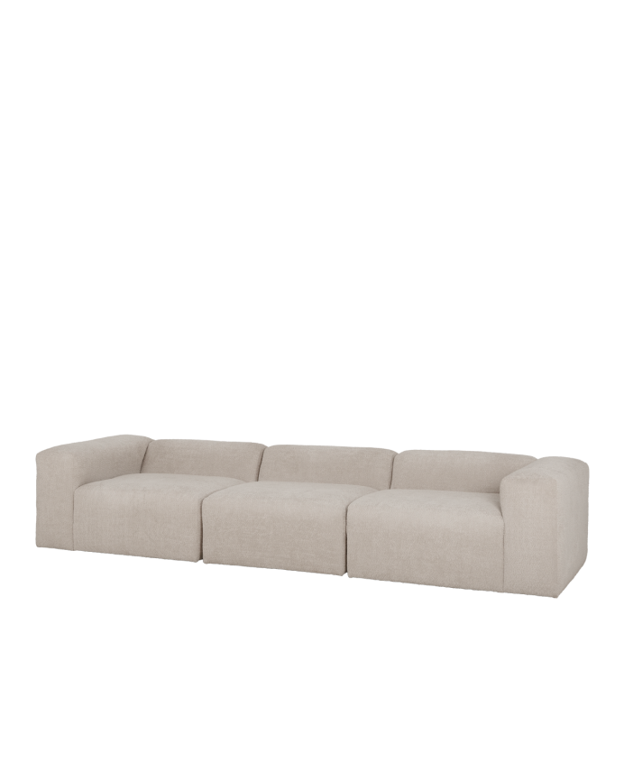 3-Modul-Bouclé-Sofa in Hellgrau 330x110cm