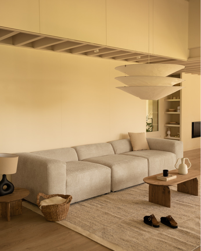 3-Modul-Bouclé-Sofa in Hellgrau 330x110cm