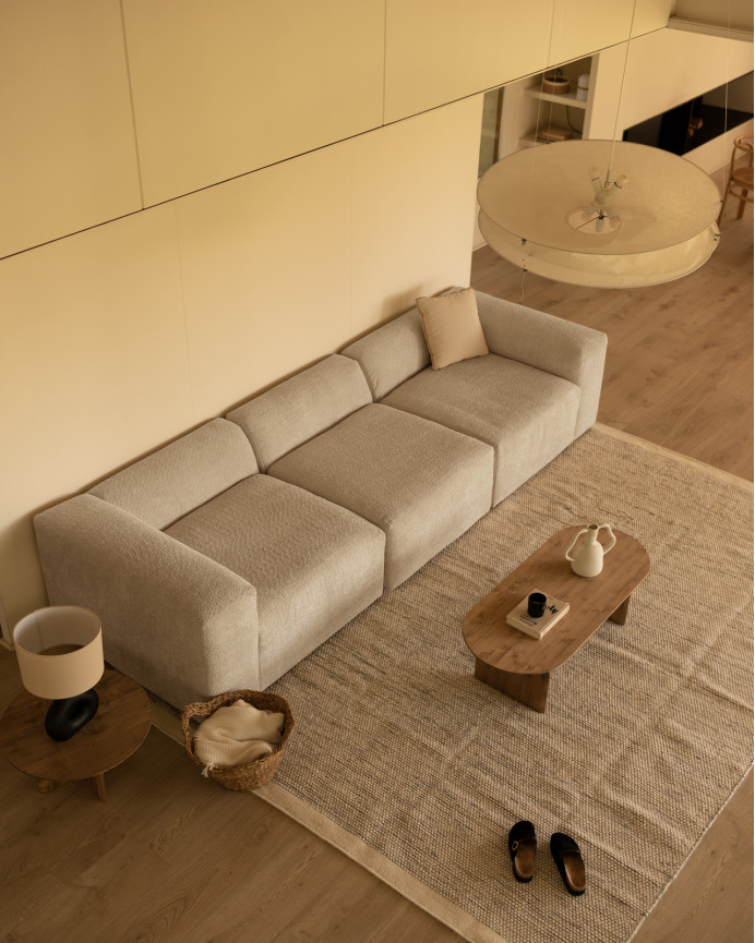 3-Modul-Bouclé-Sofa in Hellgrau 330x110cm