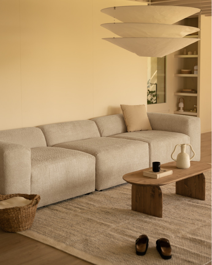 3-Modul-Bouclé-Sofa in Hellgrau 330x110cm