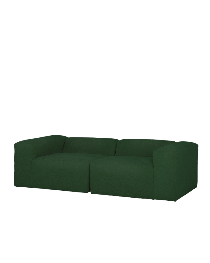 Zweiteiliges Bouclé-Sofa in Grüntönen, 240x110cm.