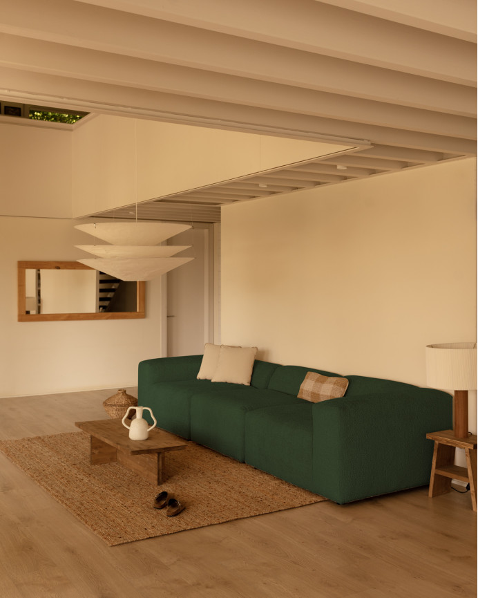 3-teiliges Bouclé-Sofa in Grün 330x110 cm