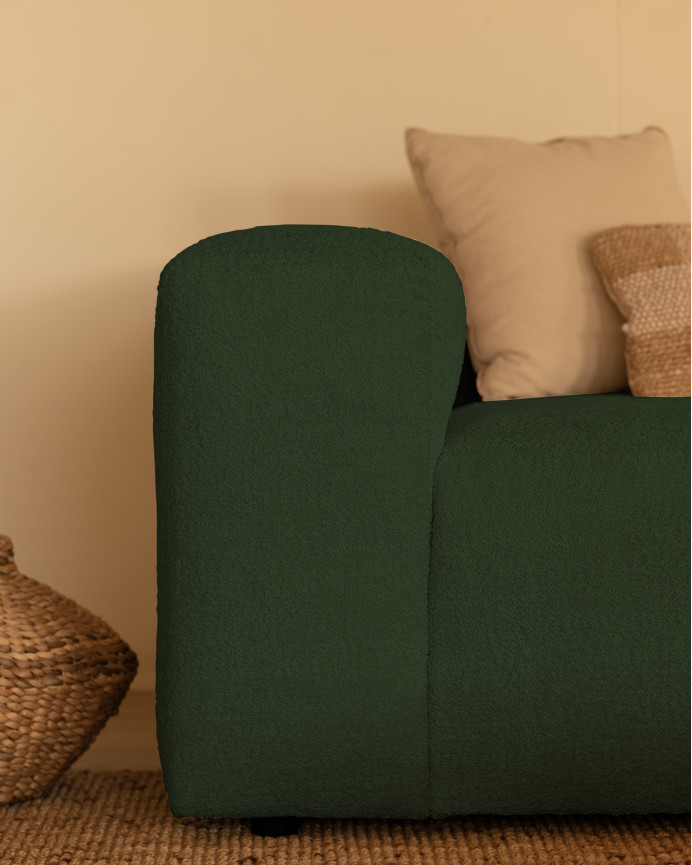 3-teiliges Bouclé-Sofa in Grün 330x110 cm