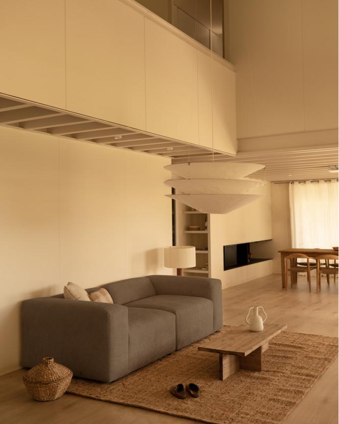 Zweiteiliges Bouclé-Sofa in Braun 240x110cm