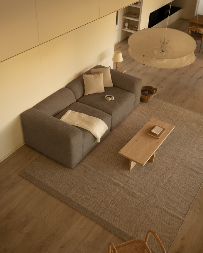 Zweiteiliges Bouclé-Sofa in Braun 240x110cm