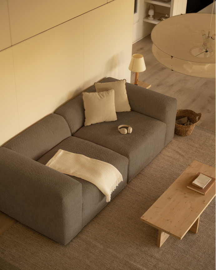 Zweiteiliges Bouclé-Sofa in Braun 240x110cm