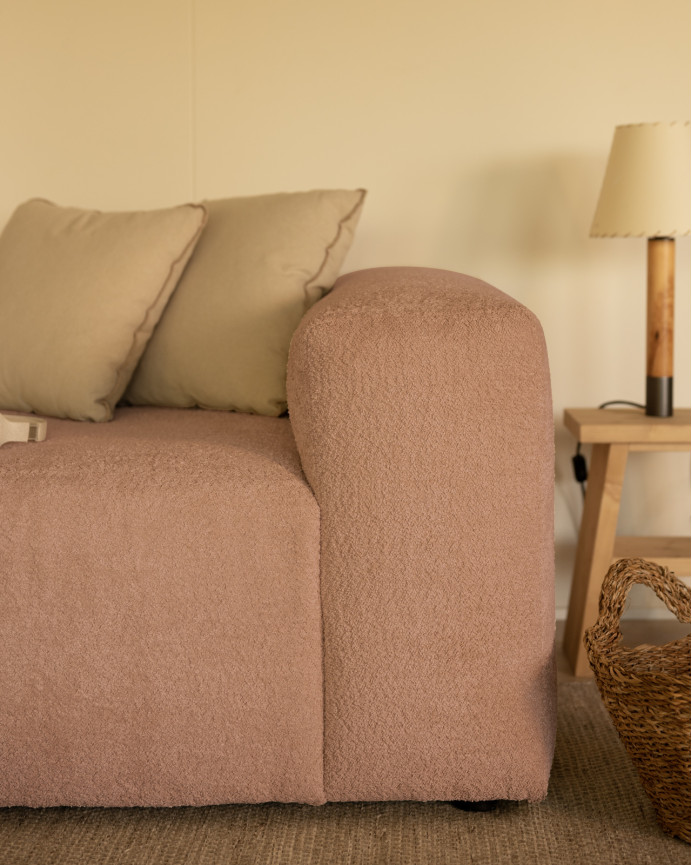 Zweier-Sofa aus rosa Bouclé in 2 Modulen, 240x110cm.