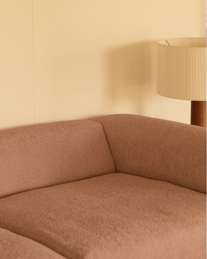 Zweier-Sofa aus rosa Bouclé in 2 Modulen, 240x110cm.