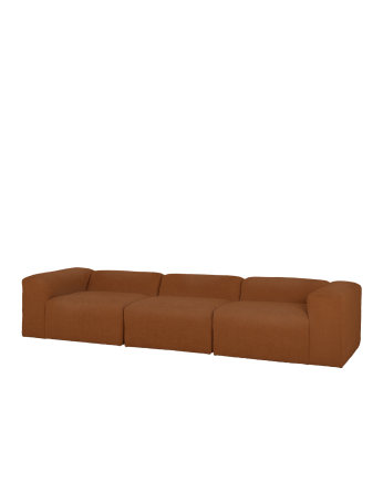Dreisitzer-Sofa aus Kupfer-Bouclé in 3 Modulen, 330x110 cm.