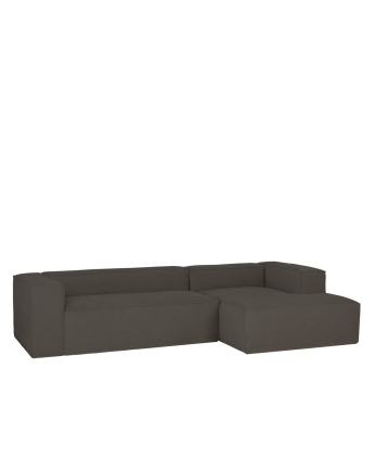 Sofa mit Chaiselongue aus dunkelgrauem Samtstoff in verschiedenen Größen
