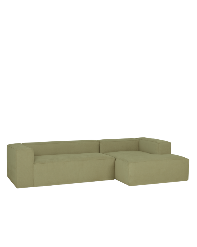 Sofa mit Chaiselongue aus Samtstoff in Limagrün in verschiedenen Größen