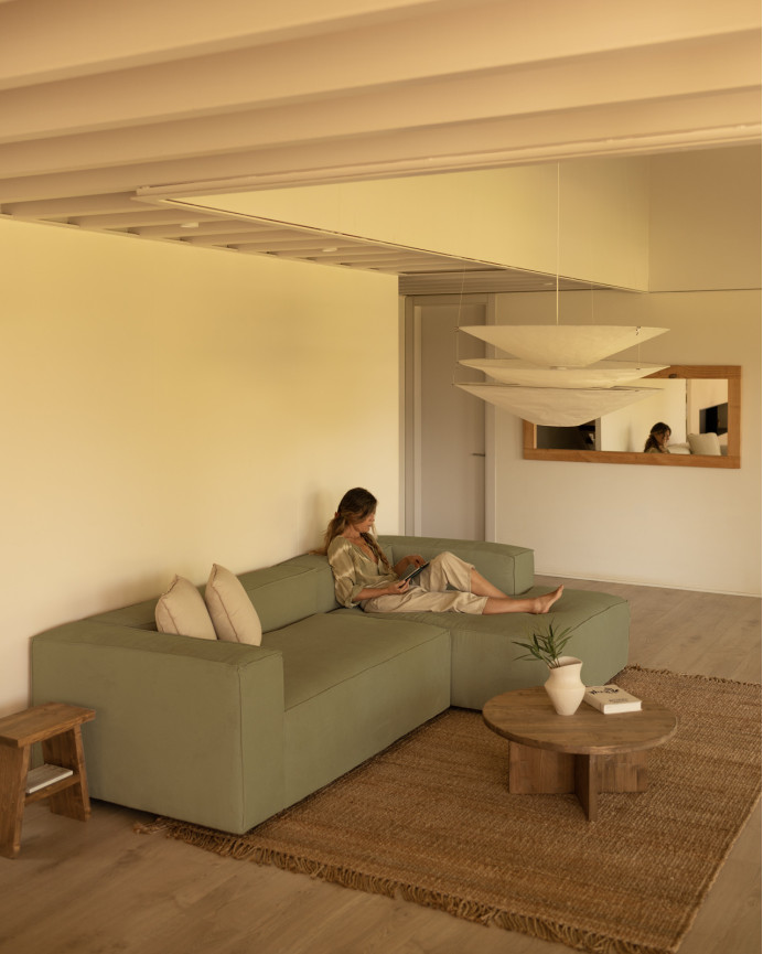 Sofa mit Chaiselongue aus Samtstoff in Limagrün in verschiedenen Größen
