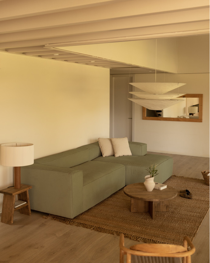 Sofa mit Chaiselongue aus Samtstoff in Limagrün in verschiedenen Größen