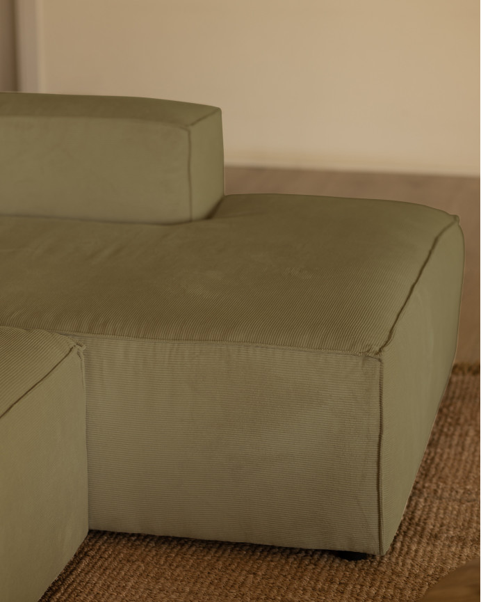 Sofa mit Chaiselongue aus Samtstoff in Limagrün in verschiedenen Größen