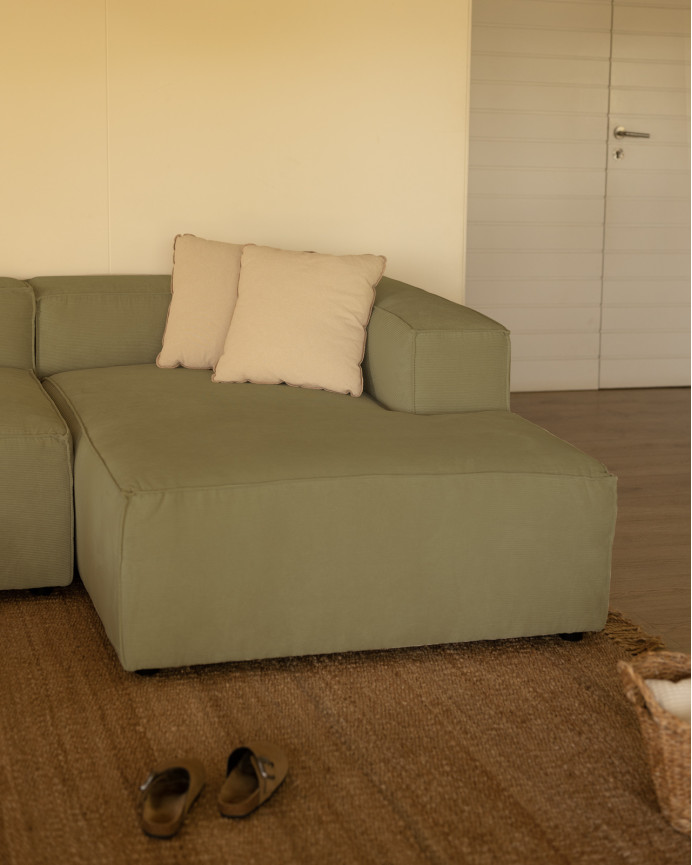 Sofa mit Chaiselongue aus Samtstoff in Limagrün in verschiedenen Größen