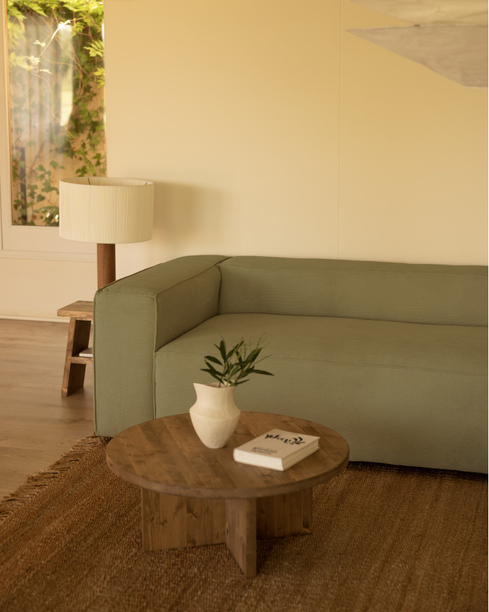 Sofa mit Chaiselongue aus Samtstoff in Limagrün in verschiedenen Größen
