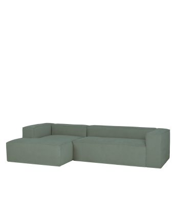 Sofa mit Chaiselongue aus smaragdgrünem Samt in verschiedenen Größen.