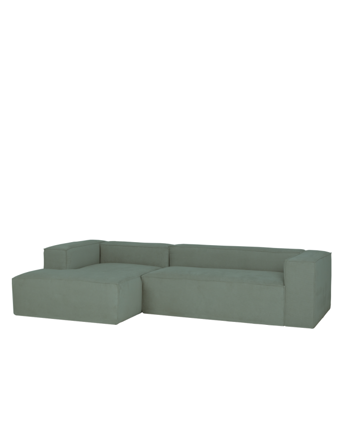 Sofa mit Chaiselongue aus smaragdgrünem Samt in verschiedenen Größen.