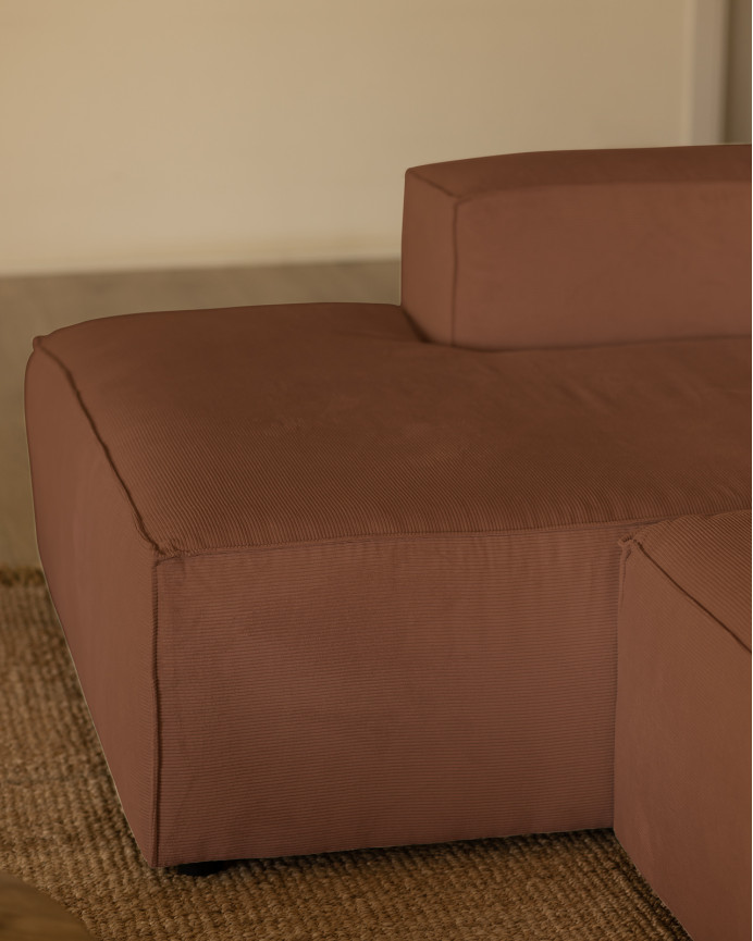 Sofa mit Chaiselongue aus korallenfarbenem Samtstoff in verschiedenen Größen