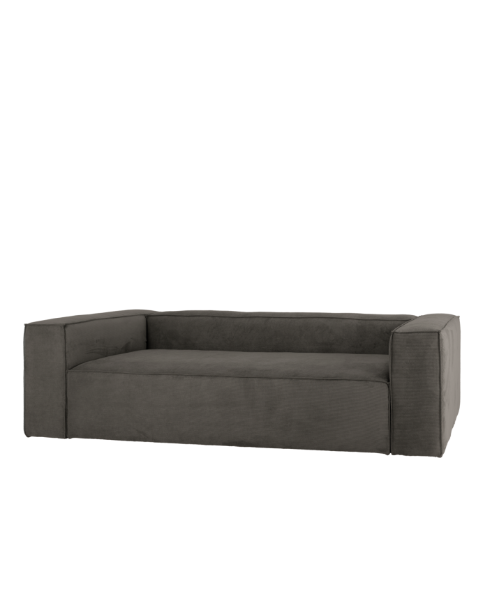 Dunkelgraues Cordsofa in verschiedenen Größen.