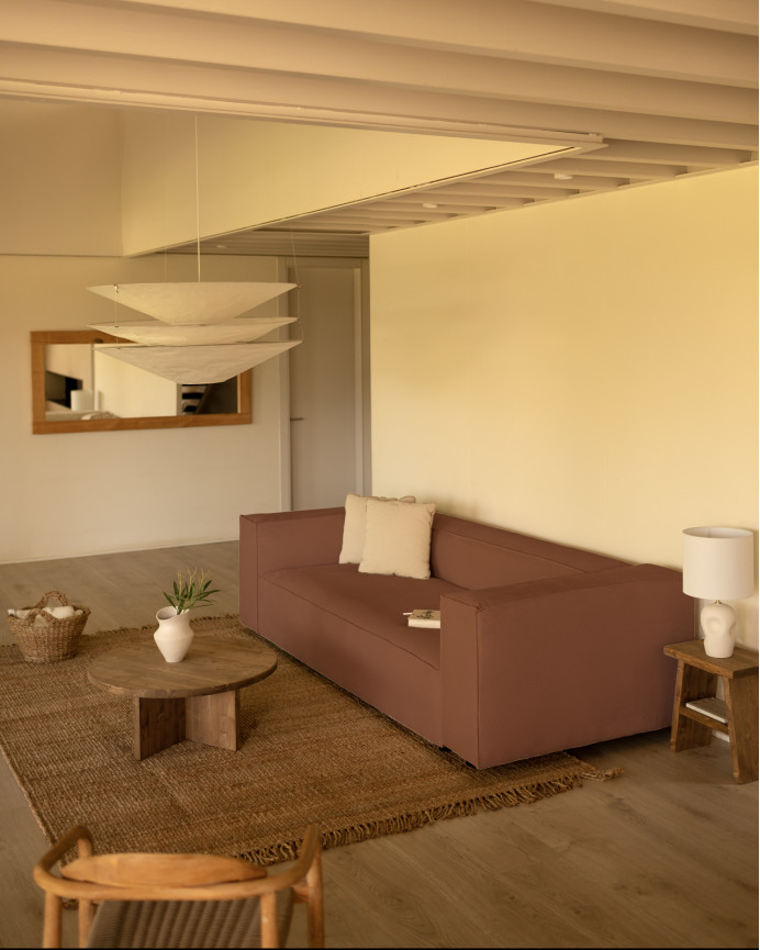 Sofa aus korallenfarbenem Samt in verschiedenen Größen