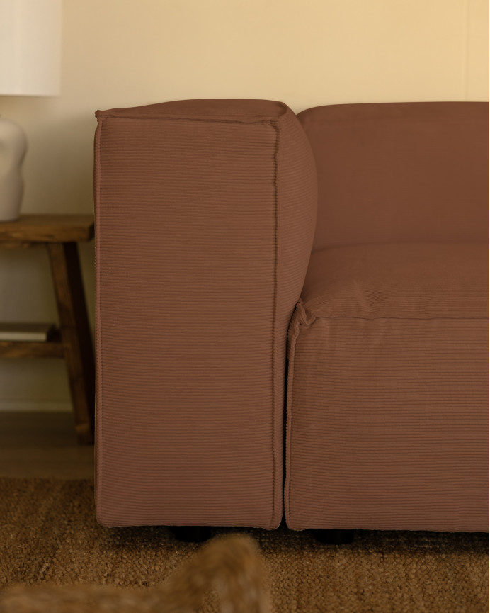 Sofa aus korallenfarbenem Samt in verschiedenen Größen