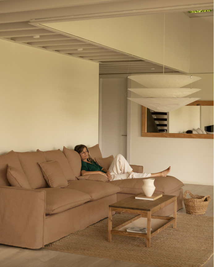 Sofa 4/5-Sitzer mit rechter Chaiselongue, abziehbar in verschiedenen Maßen