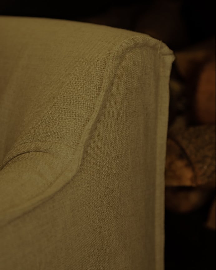 Sofa mit abnehmbarem Chaiselongue aus Baumwolle und Leinen in verschiedenen Größen in grüner Farbe.