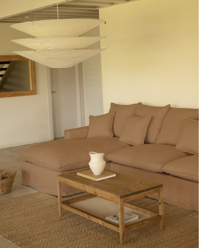 Sofa mit abnehmbarem Chaiselongue aus Baumwolle und Leinen in terrakotta Farbe, verschiedene Größen.