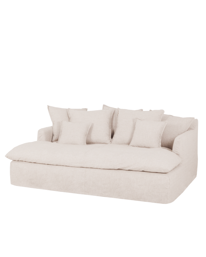 Sofa mit ausziehbarem Baumwoll- und Leinenpolster in Weiß, verschiedene Maße.