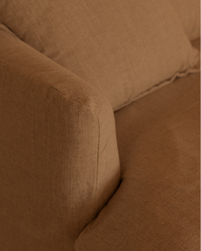 Sofa mittlere Tiefe aus Baumwolle und Leinen, abnehmbar in Ziegelrot in verschiedenen Größen.
