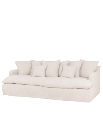 Mitteltiefes Sofa aus weißer Baumwolle und Leinen mit abnehmbaren Bezügen in verschiedenen Größen.