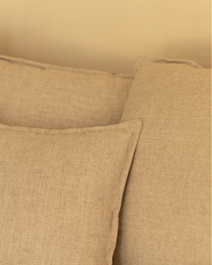 Baumwoll- und Leinensofa in Beige, abnehmbarer Bezug, verschiedene Größen