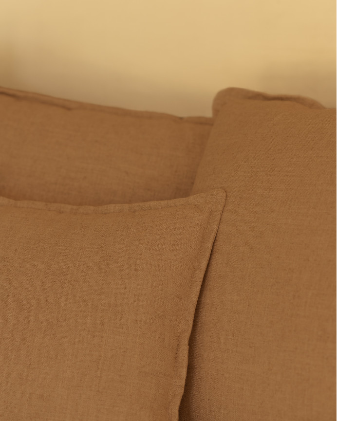 Couch aus abnehmbarem Baumwoll- und Leinengewebe in Terrakotta in verschiedenen Größen.