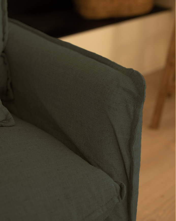 Baumwoll- und Leinensofa in Blau mit abnehmbarem Bezug in verschiedenen Größen