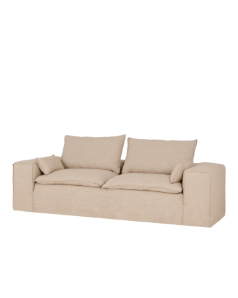 Entfernbares Leinensofa in Beigefarbe in verschiedenen Größen