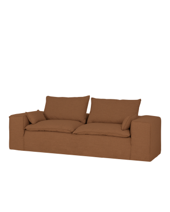 Sofa aus Leinen, abnehmbar, in Terrakotta-Farbe, in verschiedenen Größen.