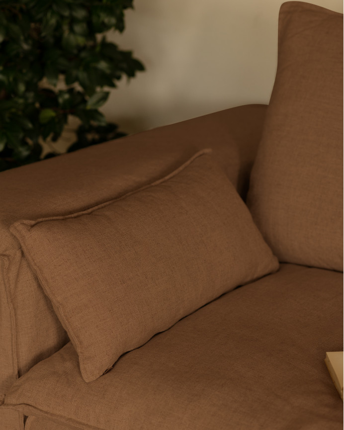 Sofa aus Leinen, abnehmbar, in Terrakotta-Farbe, in verschiedenen Größen.