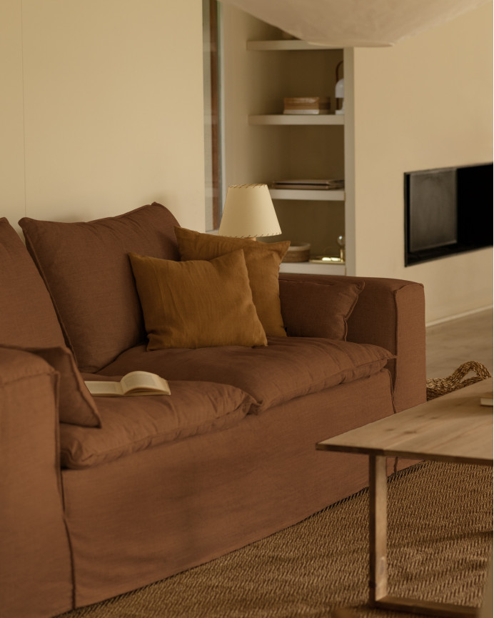 Sofa aus Leinen, abnehmbar, in Terrakotta-Farbe, in verschiedenen Größen.