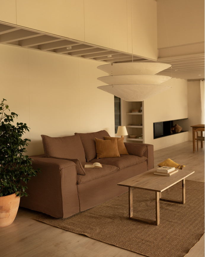 Sofa aus Leinen, abnehmbar, in Terrakotta-Farbe, in verschiedenen Größen.