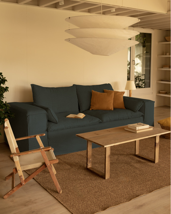 Sofa aus abnehmbarem Leinen in Blau, verschiedene Größen