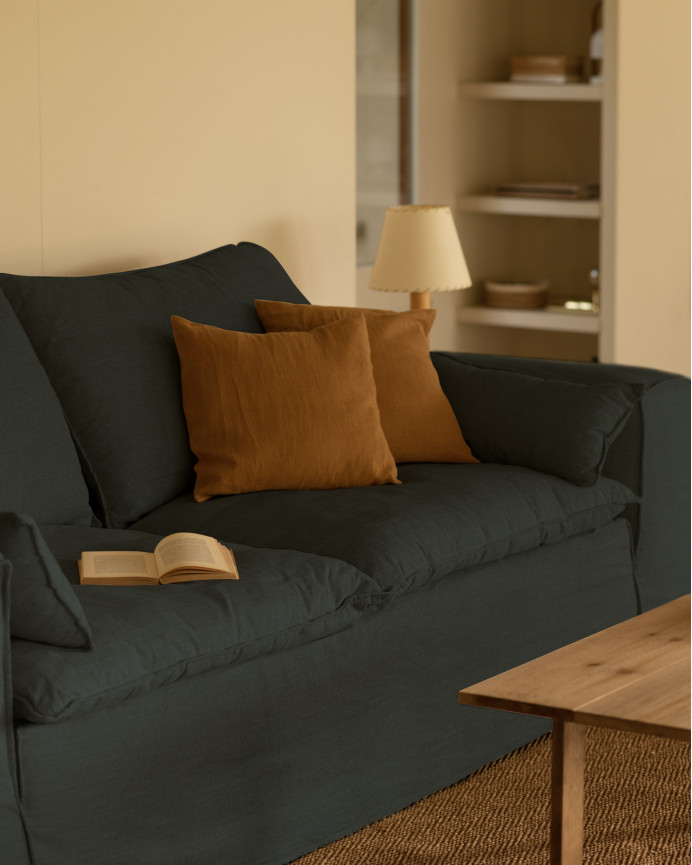 Sofa aus abnehmbarem Leinen in Blau, verschiedene Größen