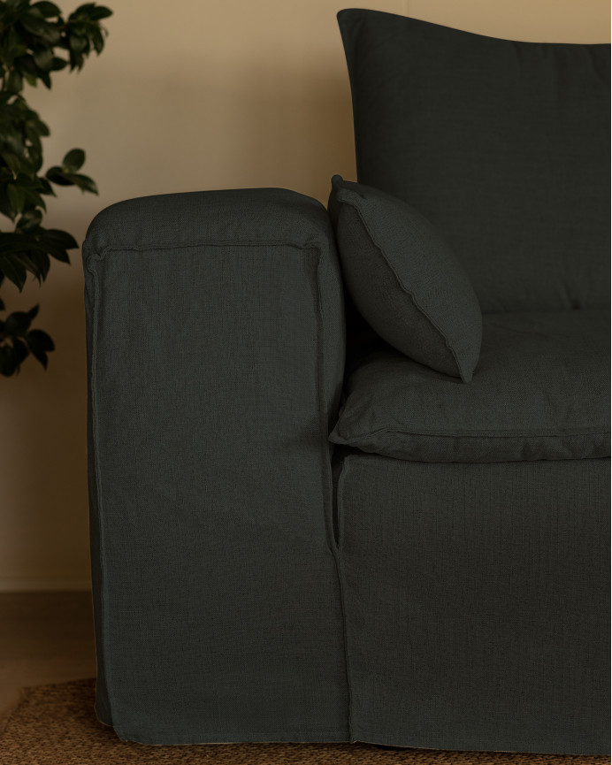 Sofa aus abnehmbarem Leinen in Blau, verschiedene Größen