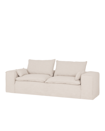 Abnehmbares Leinensofa in Weiß in verschiedenen Größen.