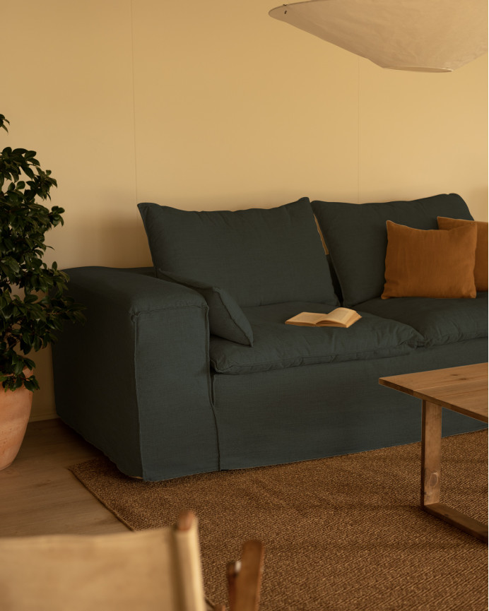 Sofa aus abnehmbarem Leinen in Blau, verschiedene Größen