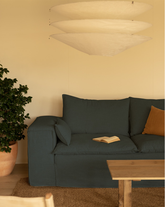 Sofa aus abnehmbarem Leinen in Blau, verschiedene Größen