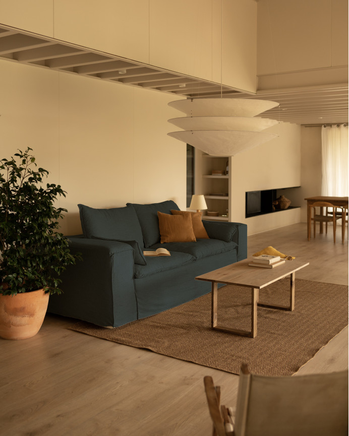 Sofa aus abnehmbarem Leinen in Blau, verschiedene Größen