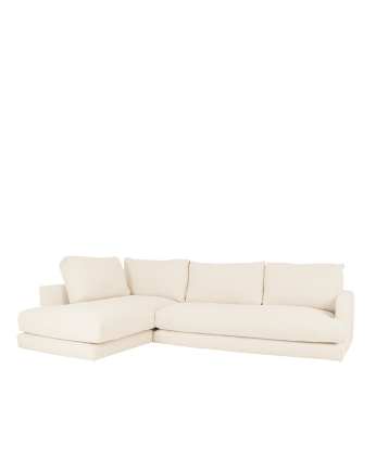 Sofa mit Chaiselongue in gebrochenem Weiß in verschiedenen Größen.